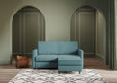 Divano 2 Posti con Pouf 158x145x85 cm Karay in Tessuto Petrolio