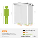 Casetta da Giardino 159x106x181 cm con Prese d'Aria e Porta Scorrevole in Metallo Marrone      