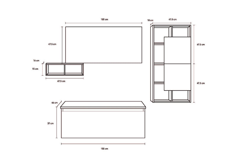 Mobile Bagno Sospeso 180cm TFT Ibiza Bianco Grigio