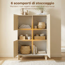 Credenza da Cucina 80x40x135 cm con 6 Scomparti Ante Soft Close in MDF Bianco e Legno      