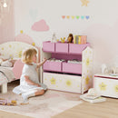 Scaffale Portagiochi 63x30x66 cm a 3 Livelli 6 Cesti in Tessuto Non Tessuto Rosa      