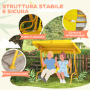Dondolo per Bambini da Giardino a 2 Posti 112x75x120 cm con Cinture di Sicurezza Giallo   