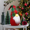 Gnomo di Natale H45 cm con Luce Rosso con Cappello Scozzese