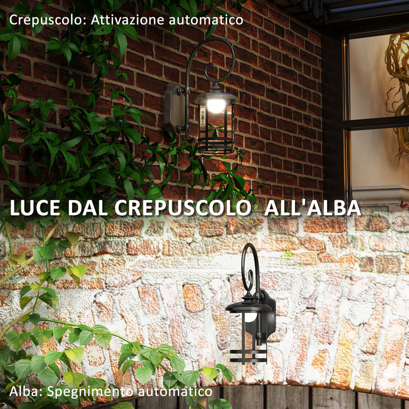 Lampada da Esterno con Pannello Solare 16,5x25,5x41 cm Impermeabile IP44 e Accensione Automatica Nero