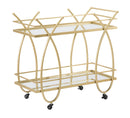 Carrello Ribbon 80x40x75 cm in Ferro MDF e Specchio Oro