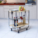 Carrello da Cucina Pieghevole 40x67,5x70 cm con 4 Ruote in Legno Rovere