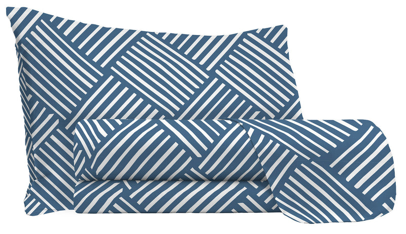 Set Lenzuola Sopra Sotto e Federe in Microfibra City Life Blue Varie Misure