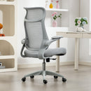 Sedia da Ufficio Ergonomica con Braccioli Regolabili Schienale a Rete e Poggiatesta Grigio      