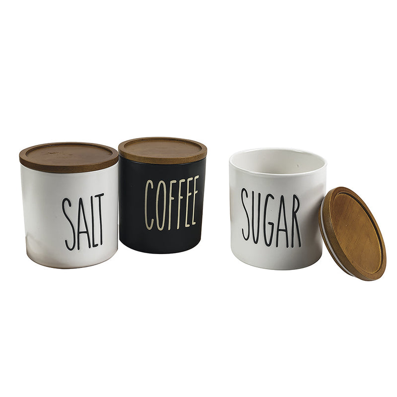 Set 3 Barattoli Sale Zucchero e Caffè Ø8,5x9 cm 300 ml in Gres VdE Tivoli 1996 Urban Kit