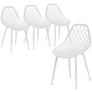 Set 4 Sedie da Pranzo Design Moderno con Schienale Traforato in Plastica Bianco    