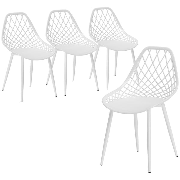 Set 4 Sedie da Pranzo Design Moderno con Schienale Traforato in Plastica Bianco online