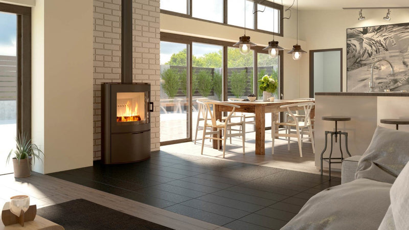 Stufa a Legna 6/12KW in Acciaio Flig Houston Nera