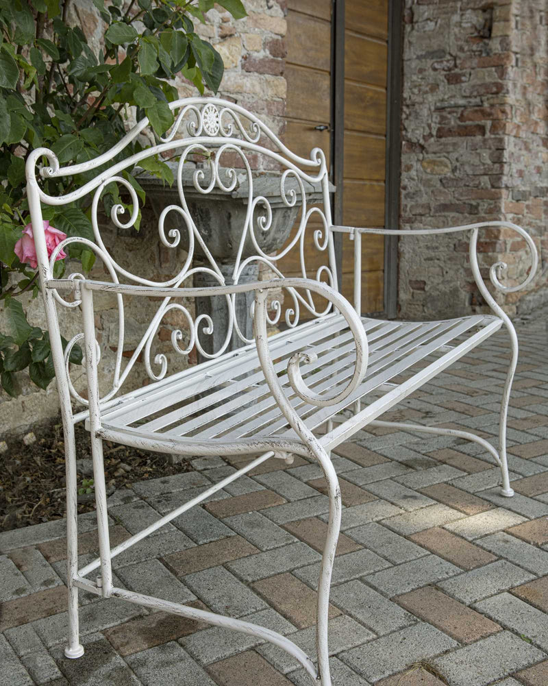 Panchina da Giardino 103x54xh95 cm in Metallo Ragusa Avorio