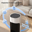 Ventilatore a Torre da Pavimento 25x25x80 cm Oscillante 70° in PP e ABS Bianco e Nero      