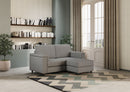 Divano 2 Posti con Pouf 148x155x85 cm Marrak in Tessuto Grigio