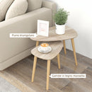 Set 2 Tavolini da Salotto Impilabili Stile Nordico 59,5x39,5x45 cm con Gambe in Legno e Piano in MDF Color Legno      