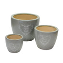 Set 3 Portavasi in Ceramica ø29H23cm Flowers Grigio Opaco