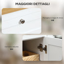 Mobile Cucina Credenza 120x40x90 cm con 2 Cassetti e 3 Armadietti Ante in Vetro Bianco e Rovere      