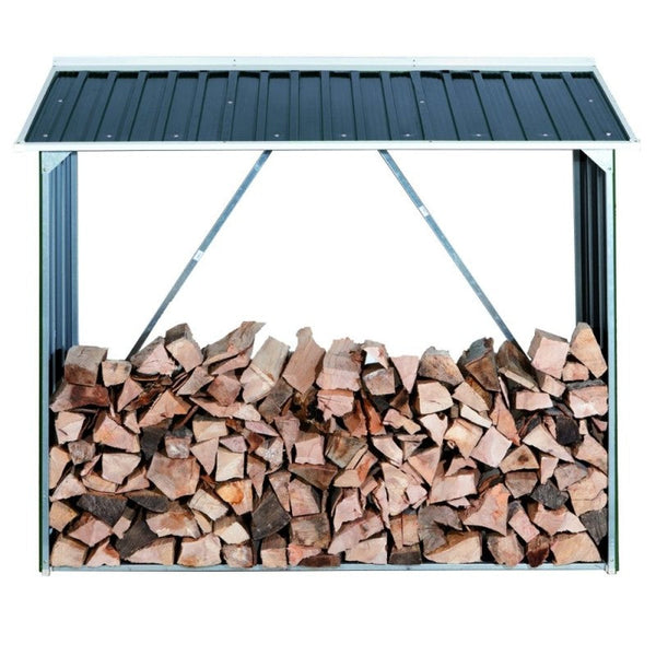 Legnaia da Giardino 166x63x160 cm in Metallo Antracite e Bianco sconto