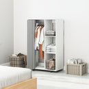 Stand Appendiabiti 80x40x128 cm con 4 Ruote Ripiani Aperti Asta per Vestiti e Tende per Guardaroba in Pannello di Particelle Bianco      