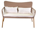 Set da Giardino Divano 2 Poltrone e Tavolino in Polyrattan Laredo Melange Crema