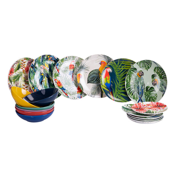 online Servizio Piatti 18 Pezzi in Porcellana VdE Tivoli 1996 Parrot Jungle