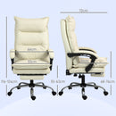 Sedia Ufficio Ergonomica Girevole e Reclinabile con Poggiapiedi in Finta Pelle Beige      