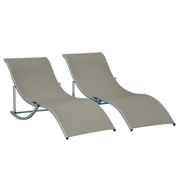 prezzo Set 2 Lettini Prendisole Pieghevoli 61x165x63 cm in Alluminio e Textilene Argento e Grigio Chairo