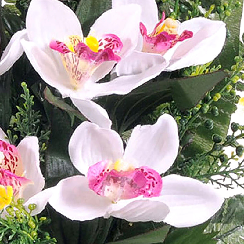 Set 4 Bouquet Artificiali Frontale di Orchidee Altezza 51 cm Rosa