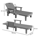 Set 2 Sdraio da Giardino Regolabili 79x158x88 cm con Tavolino e Braccioli in Polipropilene Grigio Scuro      