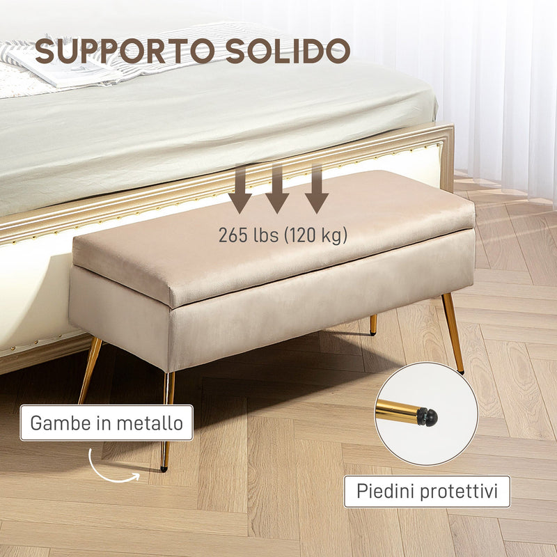 Panca Imbottita Fine Letto Moderna 120 Cm - Poggiapiedi In Tessuto Con Struttura In Legno - Capacità 181 Kg - Facile Montaggio - 5