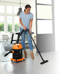 Bidone Aspirapolvere Aspiratore Solidi e Liquidi 1200W Qlima WDZ520 Nero e Arancione