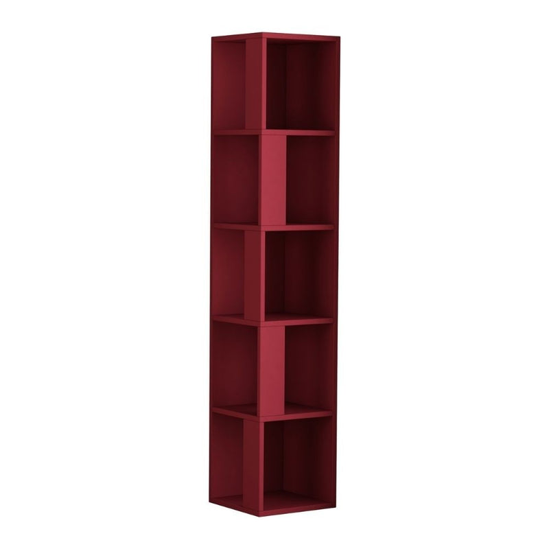 Libreria angolare 31,4x31,4x158,9 cm Piano bordeaux 5 ripiani