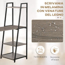Scrivania Salvaspazio Pieghevole con Libreria 4 Livelli 106x48x128 cm in Legno e Metallo Grigio e Nero 