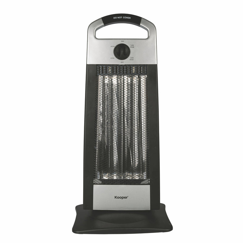 Stufa Elettrica 2 Elementi 30x23x62 cm 900W Kooper Nera e Grigia