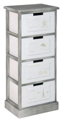 Cassettiera 4 Cassetti in Legno Massello 38x28x86 cm Fumer Marilyn Grigio