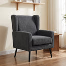 Poltrona Camera da Letto 72x72x95 cm Stile Moderno di Metà Secolo con Gambe in Legno di Caucciù in Ciniglia Grigio Scuro      
