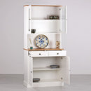 Credenza con vetrina 4 ante e 2 cassetti 88x197 cm 88x43x197 cm in legno bianco/noce