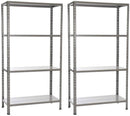 Set 2 Scaffali in Metallo 4 Ripiani 75x30x136 cm  Grigio