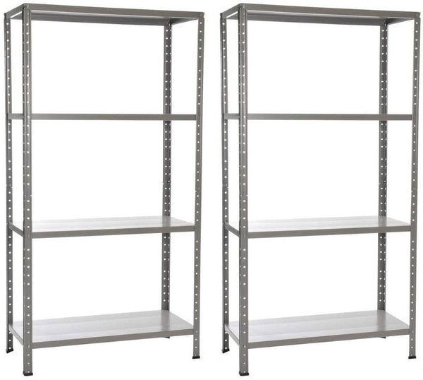 online Set 2 Scaffali in Metallo 4 Ripiani 75x30x136 cm Grigio