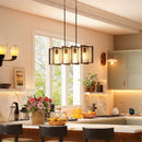 Lampadario a Sospensione Rustico 80x21x90-130 cm con 4 Cornici Girevoli e Catena Regolabile Nero e Marrone      