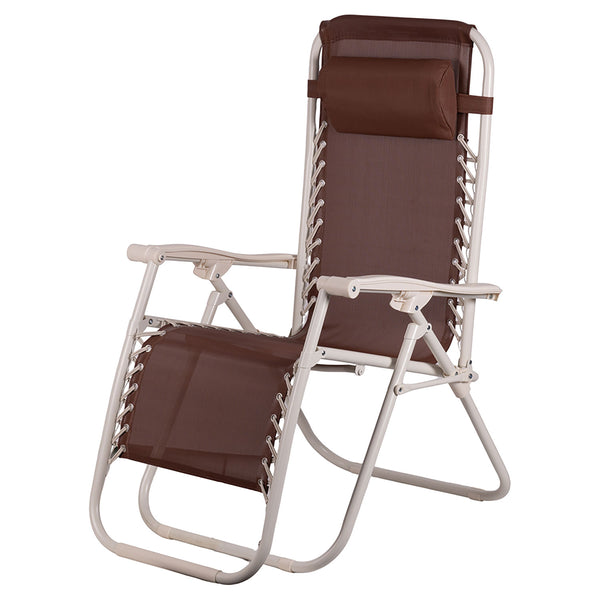 Sedia Sdraio Reclinabile e Richiudibile Rio 65x90x108 cm con Poggiatesta in Poliestere con Struttura in Acciaio Marrone sconto