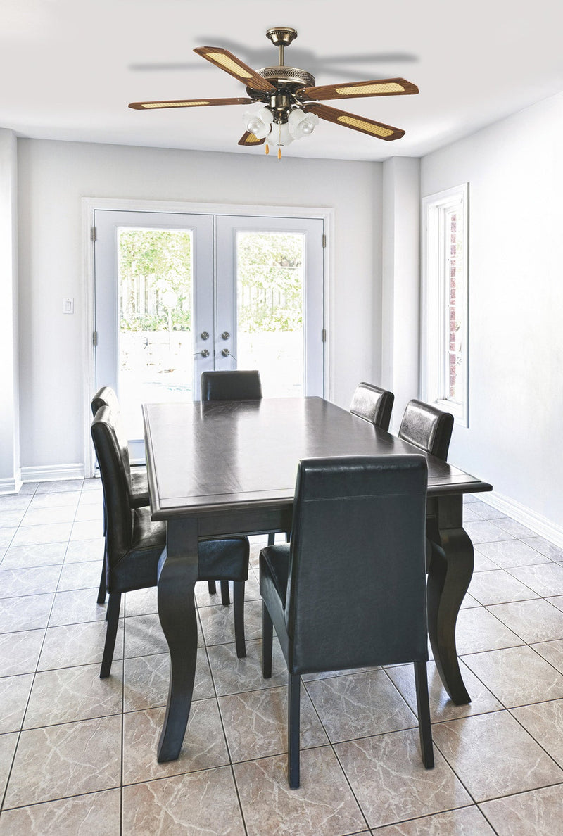 Ventilatore da Soffitto con 5 Pale e 3 Lampade Ø130cm 3 Velocità  Kooper Windy