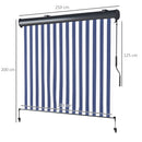 Tenda da Sole Avvolgibile a Rullo da Esterno Bianco e Blu Varie Misure