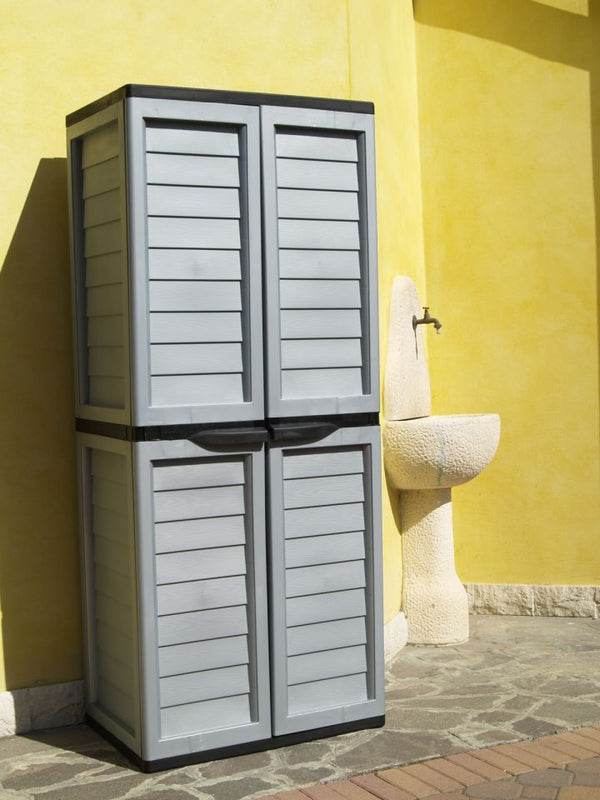 sconto Armadio da Esterno in Resina Verde/Beige con Divisione Laterale Magnolia 75X50X180Cm