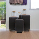 Set 3 Valigie Rigide con Ruote Easy Roll Trolley Bagaglio da Viaggio Nero e Marrone      