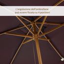 Ombrellone da Giardino 2x2,95 m Palo Ø38 mm in Legno Marrone