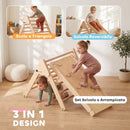 Gioco da Arrampicata per Bambini 147x64,5x63 cm con Triangolo e Pannello Scivolo ed Arrampicata in Legno di Pino Color Legno      