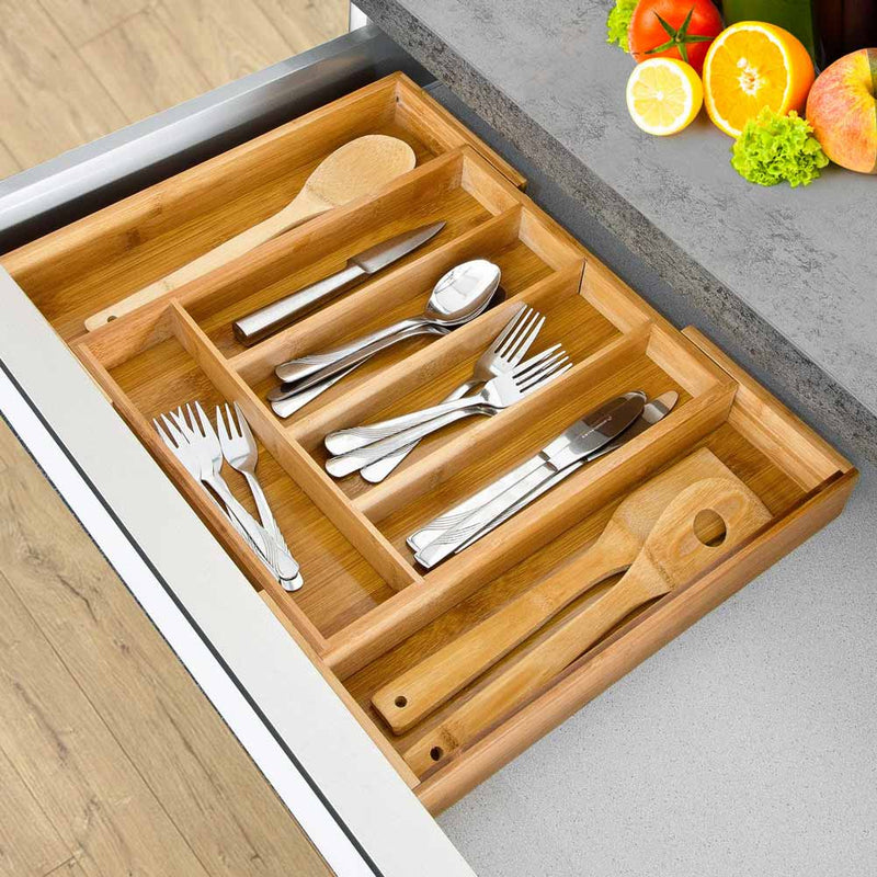 Portaposate In Legno Con 4 Compartimenti - Organizzatore Utensili Cucina Con Memoria Di Forma - Contenitore Per Posate Elegante - Foto 11