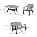 Set Salotto da Giardino Divano 2 Poltrone e Tavolino in Polipropilene Grigio